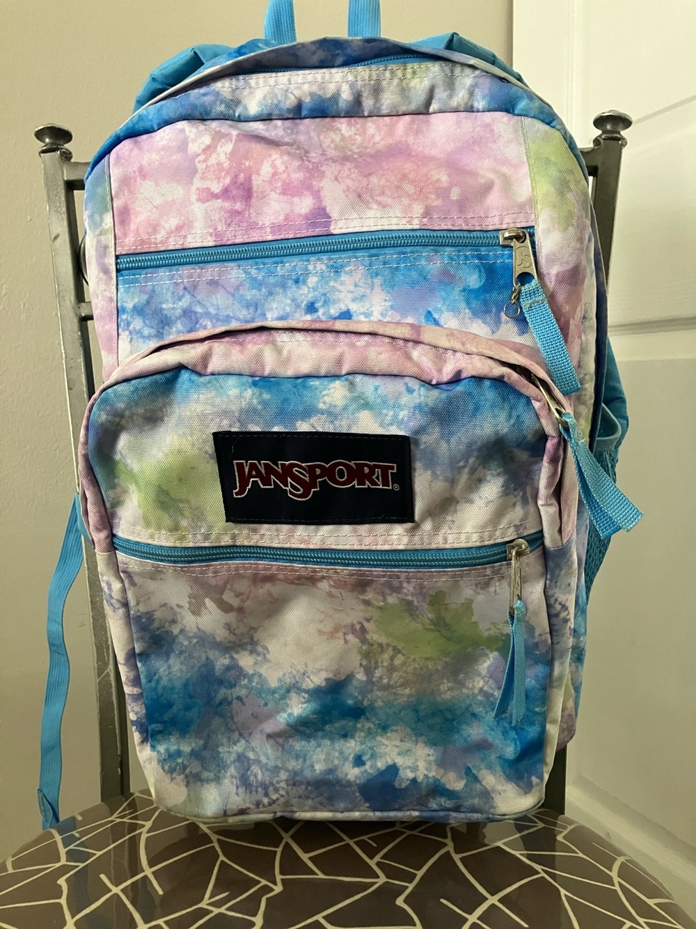 JanSport Big Student backpack in the Mystical Swirl tie-dye pattern